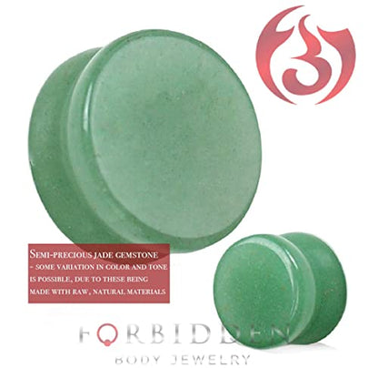 Forbidden Body Jewelry Semi-Precious Jade Double Flare Saddle Plug Earrings, Stone Plugs and Gauges 3mm-25mm (Sold as Pairs)