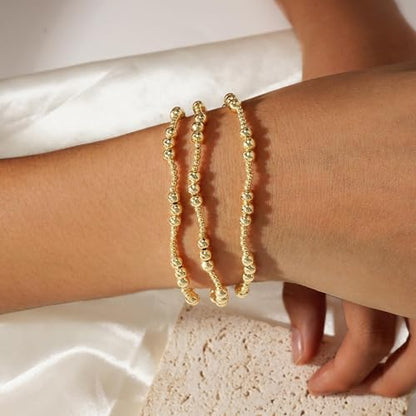 Gold Bracelets for Women, Beaded Cross Stack, Non Tarnish Set，Set-1 | Gold Beaded Bracelet Stack with Stretch Fit, Waterproof Finish and Dainty Design for Everyday Wear and Gifts - color: Colors-15