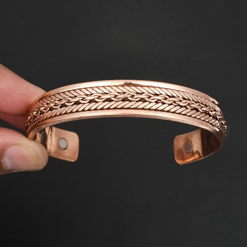 Pure Copper Cuff Bangle Bracelet 100% Solid, Raw & Uncoated Handmade Bracelets Jewelry Cuff Gift Bangle for Women & Men - color: Copper Cb-109
