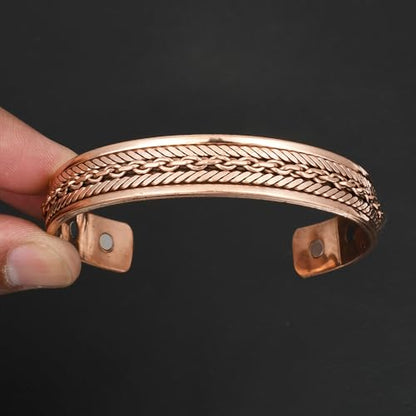 Pure Copper Cuff Bangle Bracelet 100% Solid, Raw & Uncoated Handmade Bracelets Jewelry Cuff Gift Bangle for Women & Men - color: Copper Cb-109
