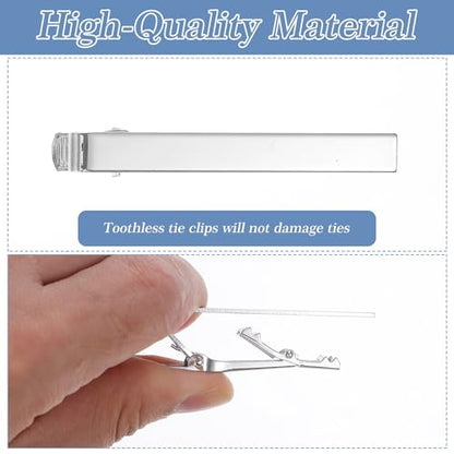 5 Pack Silver Tie Clips for Men, Men's Tie Clips Classic Ties Clip Silver with Adjustable Clasp Necktie Ties Bars Men TieAccessories for Professional Office Formal Events Wedding