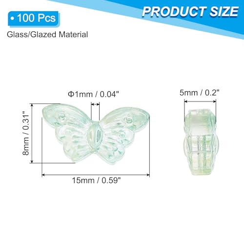 PATIKIL Butterfly Beads, 100Pcs Crystal Butterfly Beads Translucent Czech Glass Beads Spacer Bead for DIY Jewelry Making Bracelets Necklace - color: Green Yellow