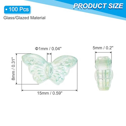 PATIKIL Butterfly Beads, 100Pcs Crystal Butterfly Beads Translucent Czech Glass Beads Spacer Bead for DIY Jewelry Making Bracelets Necklace - color: Green Yellow