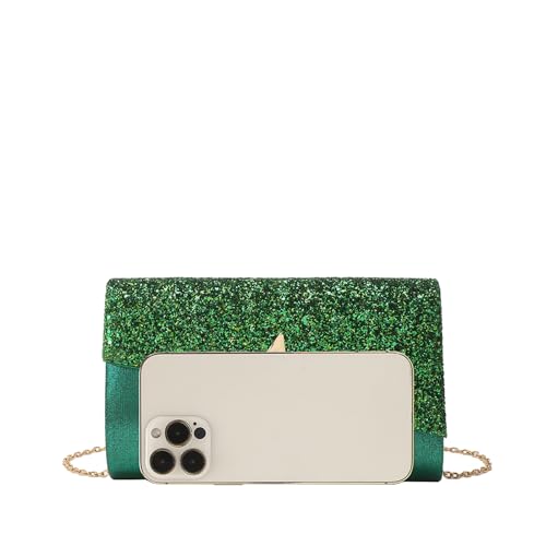 YYW 4 Pieces Women Evening Handbags Clutch Purse Bag with Rhinestone Crystal Jewelry Set for Wedding Party - color: green 1