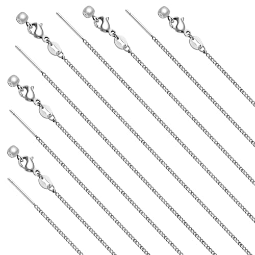 Crisjanggo 10 Pcs Silver Necklace Cable Chain Stainless Steel Chain for Jewelry Making Adjustable Charm Necklace Bulk 20 Inches with Lobster Clasps for Women - color: Silver Cable