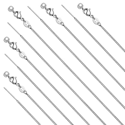 Crisjanggo 10 Pcs Silver Necklace Cable Chain Stainless Steel Chain for Jewelry Making Adjustable Charm Necklace Bulk 20 Inches with Lobster Clasps for Women - color: Silver Cable