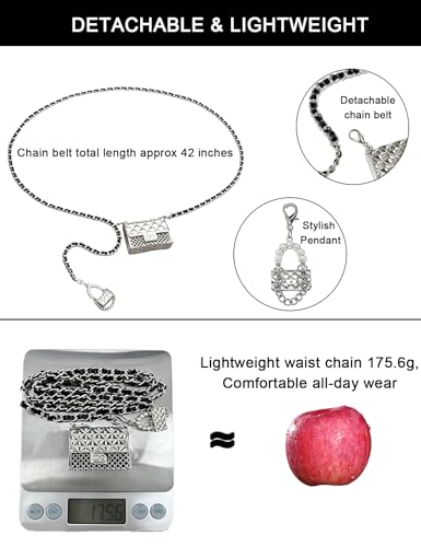 BEMYLV Mini Chain Belt Purse Silver Waist Bag for Women Fashion Fanny Pack | Trendy Detachable Waist Purse Cute Bag for Dresses Jeans - color: Pale Silver