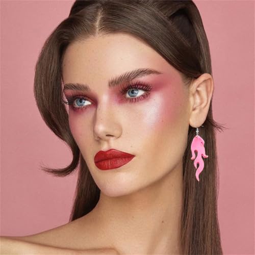 Transparent Flame Earrings for Women Creative Funny Exaggerated Acrylic Geometric Fire Element Dangle Earrings Punk Rock Hip Hop Lightweight Flame Drop Earrings Cosplay Halloween Earrings - color: pink