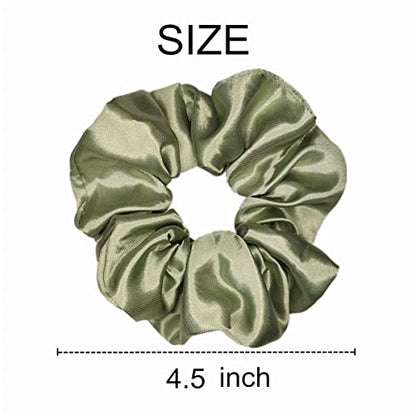 Sufermoe 6 Pcs 4.5 Inch Light Gray Green Satin Silk Hair Scrunchies, Hair Ties and Accessories for Women and Girls - color: Light Gray Green