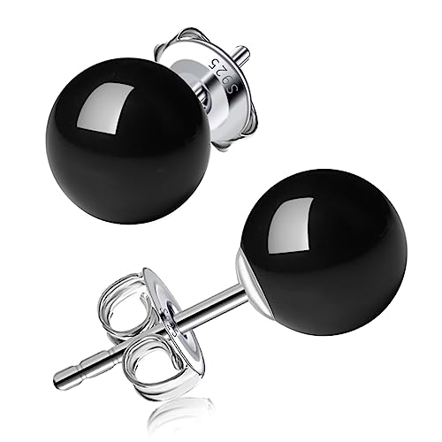 3/4/5/6/8/10/11mm Black Pearl Stud Earrings for Women - 925 Sterling Silver Hypoallergenic Earrings Jewelry Gift - size: 10 mm