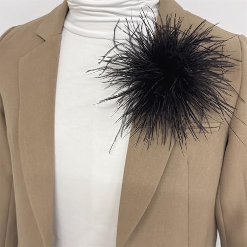 Dainty Feather Flower Large Brooch Pin for Women Men Elegant Oversized Floral Lapel Pins Shawl Dress Suit Clothes Accessories Wedding Party Dance Banquet Fashion Jewelry 150mm