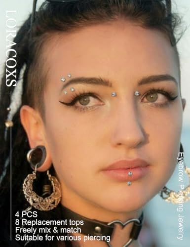 Eyebrow Piercing Jewelry, 16G Vertical Labret Lip Jewelry | Curved Barbell Jewelry for Rook Helix Bridge Cartilage Stainless Steel Eyebrow Rings