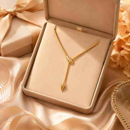 Snake Chain Lariat Necklace for Women Gift Fashion Accessory Y Necklace Slider Bead Drop Pendant Gold Tone or Silver Tone - color: A1：gold