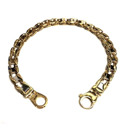 Jewelry Affairs 14K Yellow Two Tone Gold Railroad Link Mens Bracelet, 8.5"