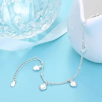 925 Sterling Silver Plated Heart Charm Bracelet for Women - Dainty Chain Love Gift Idea - style: Style5