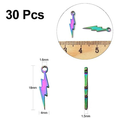 LiQunSweet 30 Pcs Electroplating Flash Shape Weather Themed Charms Celestial Thunder Blot Lightning Charms for DIY Jewelry Making - color: Lightning Charms_30Pcs