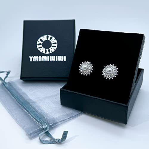 Earrings Holy Stud Earrings for Girls/Women, Sliver Gold Wedding Earrings for Bridesmaids - color: Pearl Flower|Silver