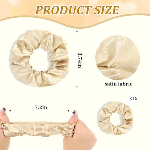 Semato 16 Pcs Champagne Satin Scrunchies Bridesmaid Proposal Gifts Hair Ties Scrunchies for Women Girls Bachelorette Party Favors - color: champagne