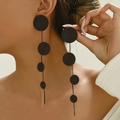 Gold Dangle Earrings for Women Long Statement Drop Boho Gold Chandelier Disc Tassel Earrings Dangle for Party Wedding Trendy Jewelry Gifts - color: K1