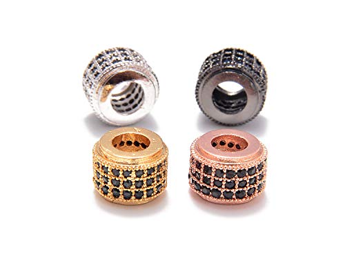 AD Beads Zircon Pave Rhinestones Rondelle Big Hole Bracelet Connector Spacer Beads 10pcs Mixed Color 6x7mm - color: 10pcs Mixed Color 3 Row Rondelle (6x7mm)