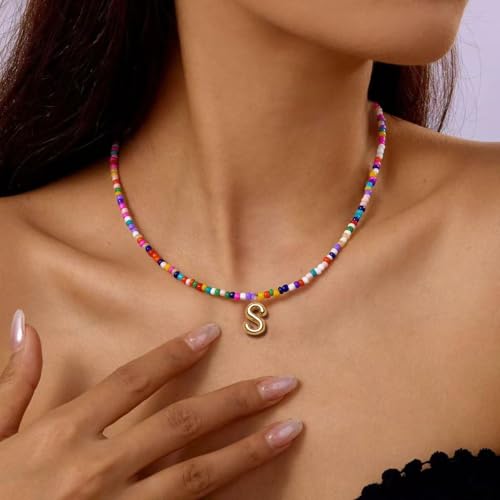 Colorful Initial Necklaces Gifts for Girls Kids Teens, 6-18 Year Old Girl Birthday Gift Teen Girl Gifts Trendy Stuff Gold Bubble Letter Pendent Necklace Jewelry - style: K