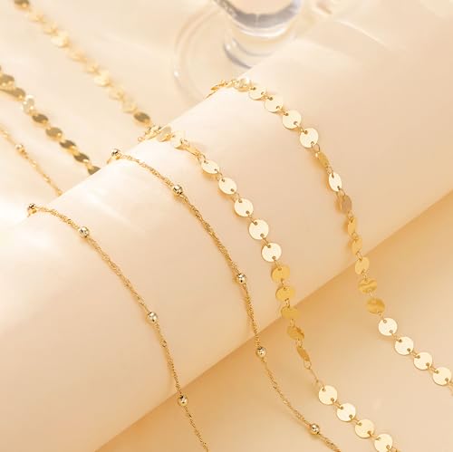 CHESKY Waist Beads for Women, 14k Gold Plated Waist Chain Gold Chain Belt for Womens Simple Body Chain Jewelry Belly Chain Beach Accessories Dainty Gold Jewelry for Women Gifts Rave Outfits for Womens - style: Wave-Coin