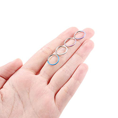 GAGABODY Septum Ring 16 Gauge Earrings Daith Jewelry Surgical Steel Hinged Nose Rings Nose Hoop Cartlidge Earring Hoop Helix Rook Piercing Jewelry - color: Style2:1pc Silver+White Opal Single Hoop