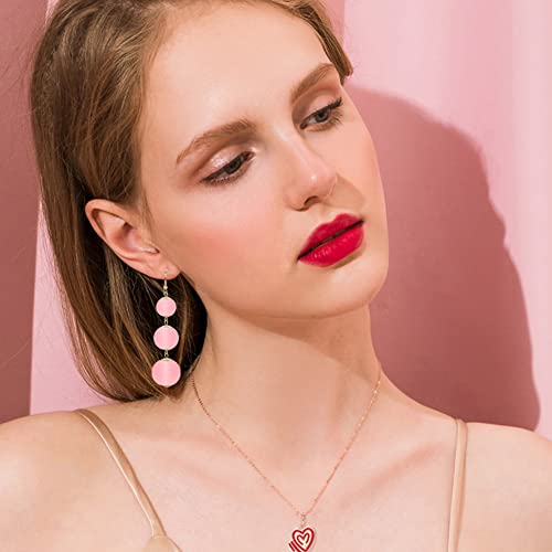 4Pairs Tassel Earrings For Women Fan Shape Tassel Earrings Long Thread Tassel Earrings Bohemian Fringe Drop Handmade Earrings - style: 4 Pink