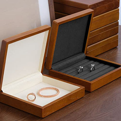 Oirlv Solid Wood Ring Jewelry Box Organizer Earrings Jewelry Drawer Organizer Tray with Lid (Creamy-white Flat Box) - color: Creamy-white Flat Box