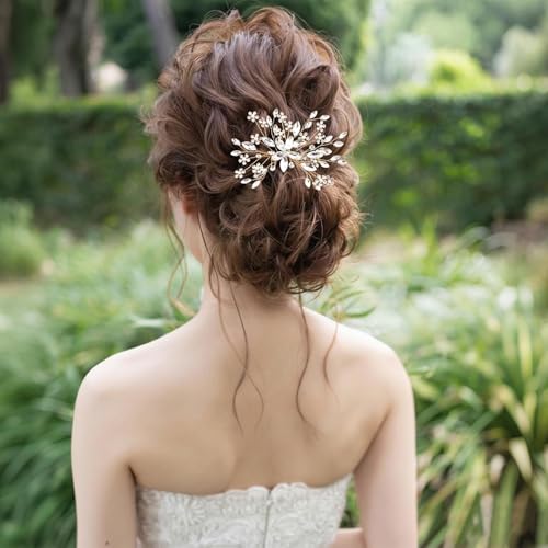 4 Pcs Bridal Crystal Hair Pins, Wedding Hair Comb Accessories with Rhinestone Bridal Headpiece Jewelry for Brides Bridesmaids Women Girls Updo (Crystal) - color: Crysral