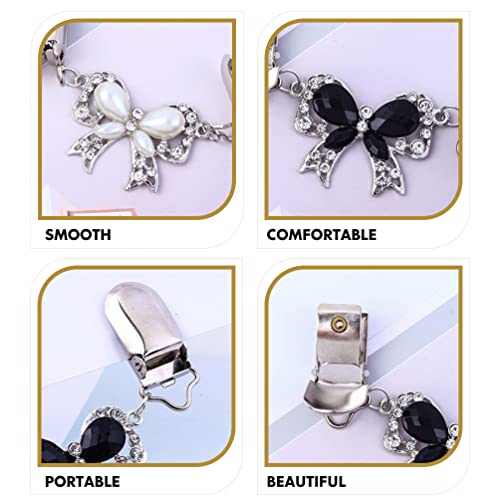 Vintage Sweater Shawl Clips Buckle: 2pcs Retro Bows Cardigan Collar Dresses Clips Antique Shirt Brooch Clasps for Girl Women
