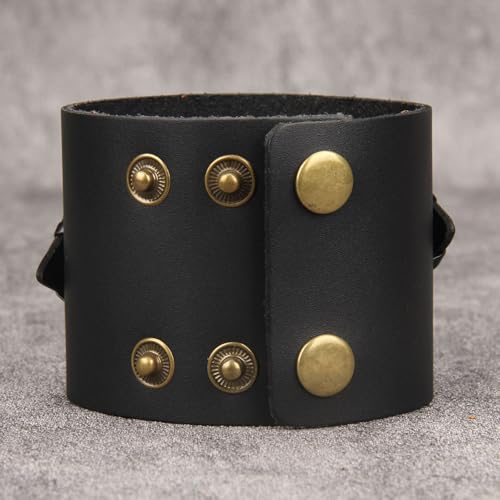 GelConnie Punk Leather Cuff Bracelet Adjustable Straps Wrap Bracelets Arm Armor Cuff Gothic Leather Wristbands for Men, Women - color: MLPB104-Black