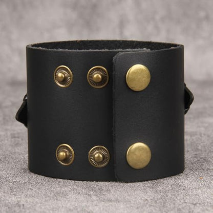 GelConnie Punk Leather Cuff Bracelet Adjustable Straps Wrap Bracelets Arm Armor Cuff Gothic Leather Wristbands for Men, Women - color: MLPB104-Black
