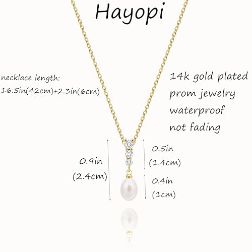 Pearl Necklaces for Women,Dainty Gold Pendant Necklaces Waterproof Jewelry | 14K Gold Plated Pearl Necklaces,Dainty Elegant Wedding Necklace,Small Cute Adjustable Minimalist Necklace,Non Tarnish Jewelry - color: GOLD-4