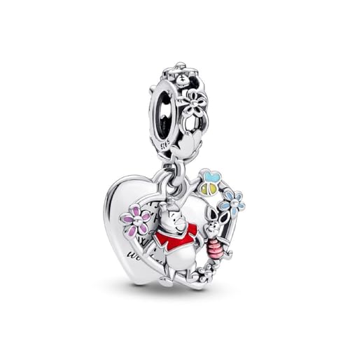 Jewelry Love Heart Charms for Women Bracelets and Necklaces | 925 Sterling Silver,Mother's Day Birthday Christmas - color: Piglet Double Dangle Charm