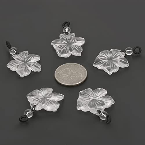 Justinstones Hand Carved Healing Crystals Gemstone Hawaii Flower Pendant Hand Weaving Wax Rope Necklace 22 inch - color: Clear Quartz