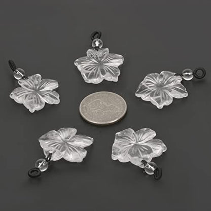 Justinstones Hand Carved Healing Crystals Gemstone Hawaii Flower Pendant Hand Weaving Wax Rope Necklace 22 inch - color: Clear Quartz