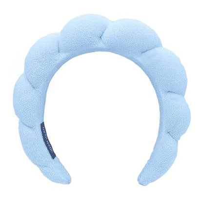 Spa Headbands for Washing Face Makeup Skin Care Headband Women Bubble Facial Beauty Headbands Puffy Shower Towel Band Hair Headband - color: Blue