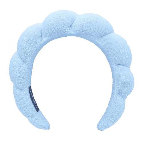 Spa Headbands for Washing Face Makeup Skin Care Headband Women Bubble Facial Beauty Headbands Puffy Shower Towel Band Hair Headband - color: Blue