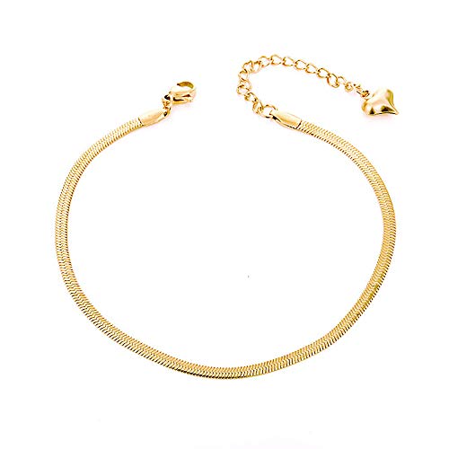 Gold Anklets for Women Waterproof,18K Gold Plated Anklet for Women Snake Chain Link Dainty Ankle Bracelets Summer Beach Jewelry - color: 3mm-Gold