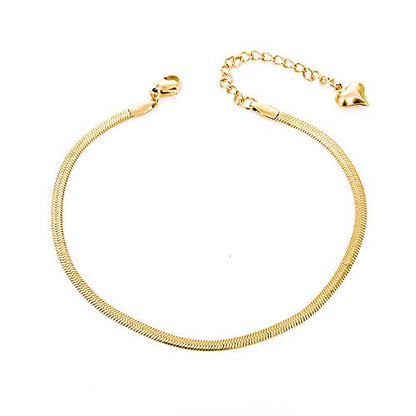 Gold Anklets for Women Waterproof,18K Gold Plated Anklet for Women Snake Chain Link Dainty Ankle Bracelets Summer Beach Jewelry - color: 3mm-Gold
