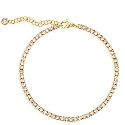 MEVECCO Anklet for Women Gold Chain 14K Gold Plated Dainty Boho Beach Summer Simple Foot Jewelry Ankle Bracelet - style: CZ Claw