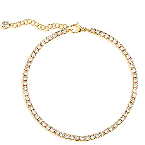 MEVECCO Anklet for Women Gold Chain 14K Gold Plated Dainty Boho Beach Summer Simple Foot Jewelry Ankle Bracelet - style: CZ Claw
