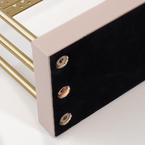 SANY DAYO HOME 3-Tier Earring Holder Organizer Stand, 105 Holes Gold Metal Earring Rack Jewelry Display Tree with Pink Wood Tray for Women and Girls - color: Gold Rack Pink Base