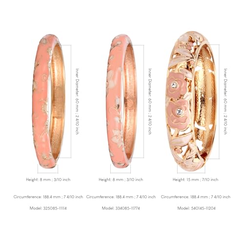 UJOY Womens Multi-Colors Cloisonne Bracelet Plated Flower Hollowed Enameled Hinged Cuff Bangles Jewelry Gift 88A10 - color: Pink-3 Pcs Set-A06