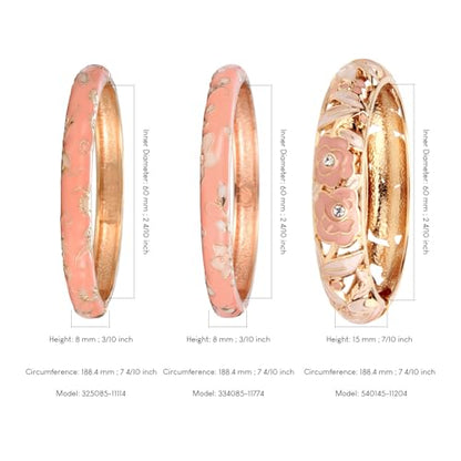 UJOY Womens Multi-Colors Cloisonne Bracelet Plated Flower Hollowed Enameled Hinged Cuff Bangles Jewelry Gift 88A10 - color: Pink-3 Pcs Set-A06