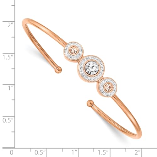 Chisel Crystal Cuff Bangle in Rose-Tone Stainless Steel, 10mm
