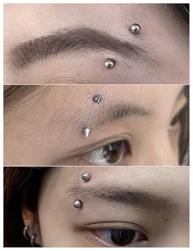 16g 6/8/10/12mm Silver/Black Eyebrow/Rook/Snug/Vertical-Labret/VCH/Snake-Eyes/Anti-Tragus/Christina/Daith/Belly-Button/Bridge/Hood/Surface Curved Barbell Piercing Jewelry for Women Men - color: Silver