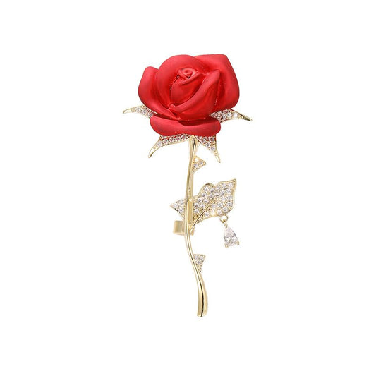 Red Rose Flower Brooches and Pins for Women Costume Jewelry Brooch Pins Broches Jewelry for Women Elegant Lady Pin - style: Red2687
