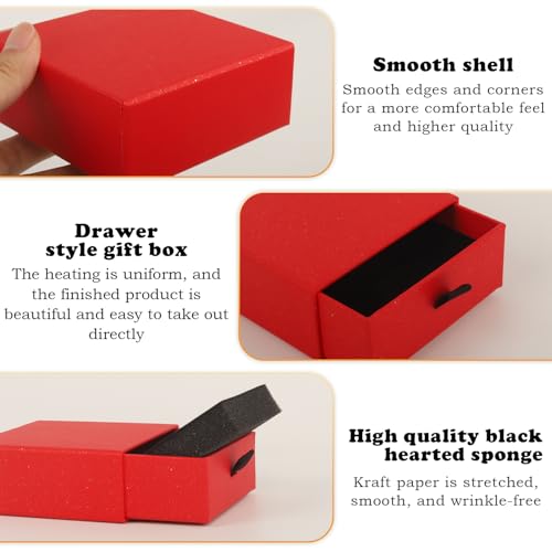 Nsmykhg Jewelry Gift Box Velvet-Lined,12 Pack Compact Drawer Style for Earrings & Rings, Necklace & Bracelet Organizer, 3.93x3.93x1.65 Inches, Stackable Elegant Jewelry Display & Storage Box (Red) - color: Red